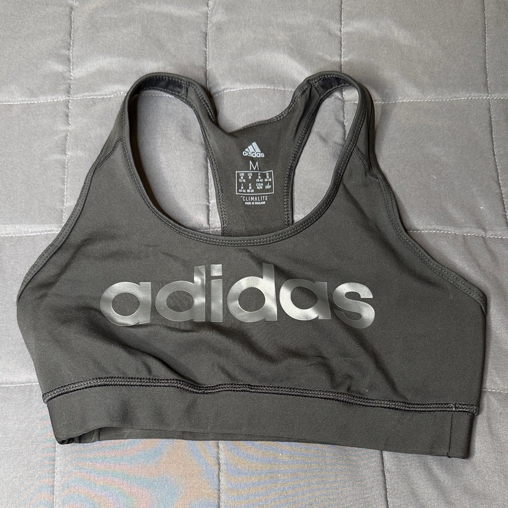 Adidas Black Sports Bra with Silver Logo